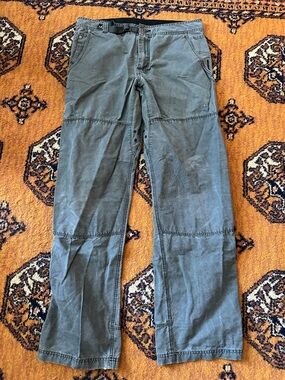 Prana Men's Charcoal Double Knee Pants with adjustable Waistband Size M